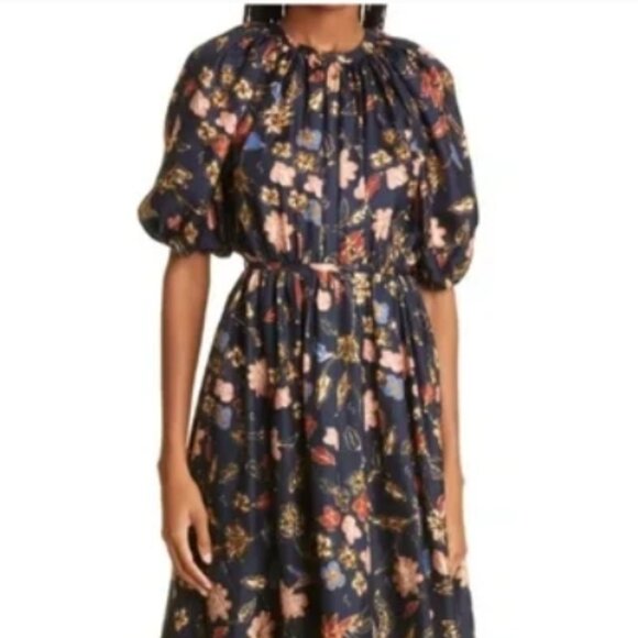 NWOT ULLA JOHNSON Cybil Silk Midi Dress in Odessa S $765 - Picture 4 of 11